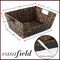Casafield Set of 2 Water Hyacinth Seagrass Pantry Baskets with Handles, Chalkboard Labels, and Marker, Wide Woven Storage Bin Organizers for Kitchen